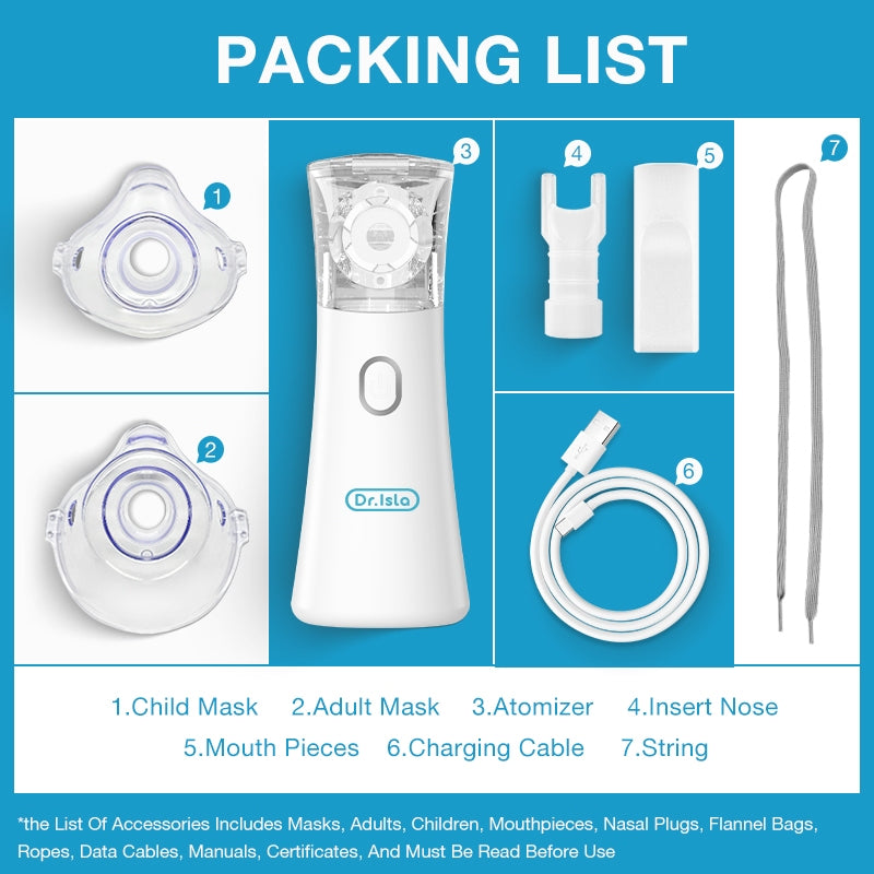 Dr.Isla Nebulizer Portable Rechargeable Mesh Machine Handheld Inhaler Atomizer Asthma Cough N9