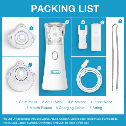 Dr.Isla Nebulizer Portable Rechargeable Mesh Machine Handheld Inhaler Atomizer Asthma Cough N9