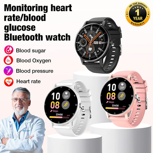 Monitoring heart rate/blood glucose Bluetooth watch